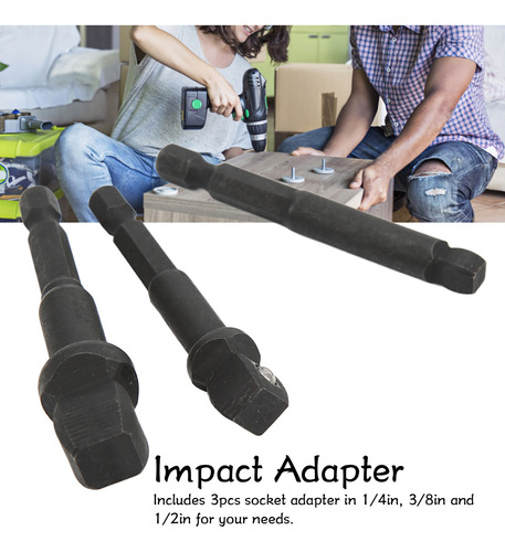 Adaptador De Enchufe Hexagonal 3 Piezas 1/2 In 3/8 In 1/4 In