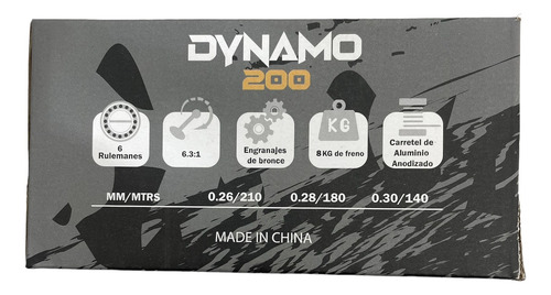 Reel Rotativo Huevito Amberjack Dynamo 200 6 Rulemanes 6.3:1 freno 8 Kg Plateado Lado de la manija Derecho