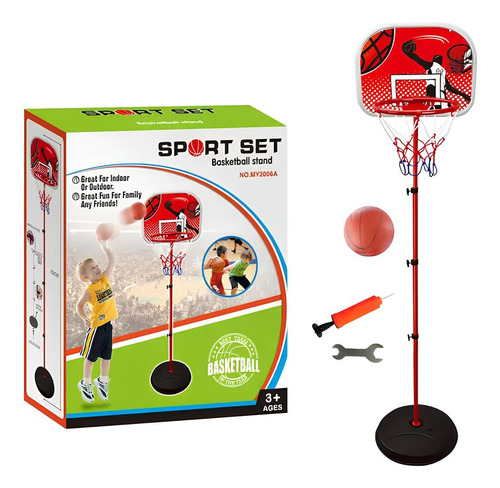 Kit Cesta Basquete Infantil Bola Bomba Ajustável 150cm Aro20