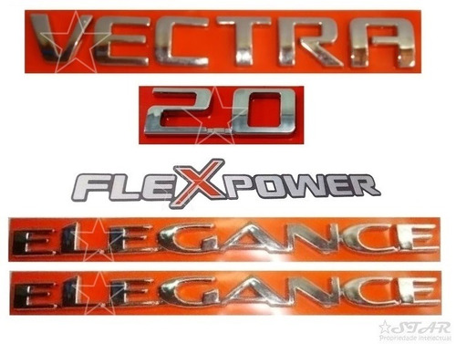 Emblemas Vectra 2.0 Flex + Laterais Elegance - 2006 À 2009