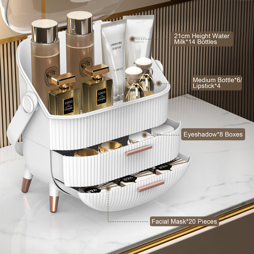 Organizador De Maquillaje Para Niñas Color Blanco Perla