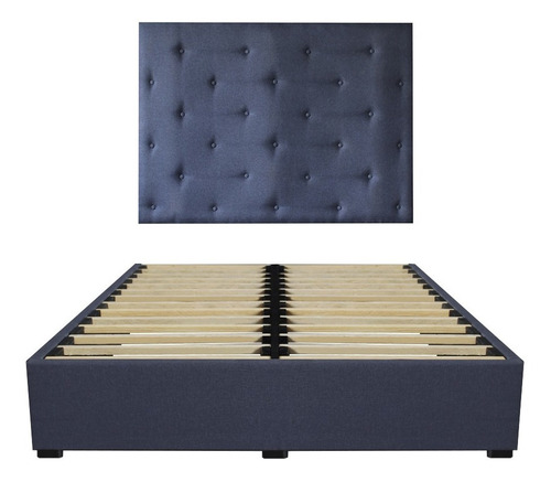 Cama Recamara - Base Box Cabecera Toscana Azul King Size