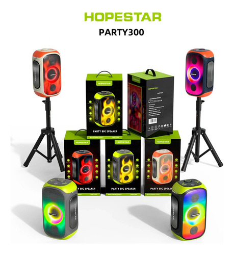 Parlante Hopestar Party 300, Luz Rgb, 80w Micrófono Karaoke