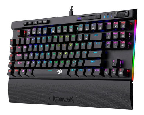 Imagen 2 de 6 de Teclado gamer Redragon Magic Wand Pro K587-PRO QWERTY Redragon Opto Blue inglés US color negro con luz RGB
