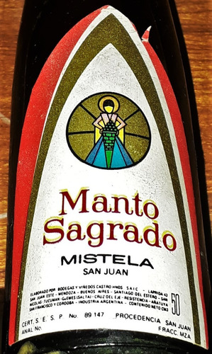 Botellita Miniatura Vino Mistela De San Juan Manto Sagrado (Usado)