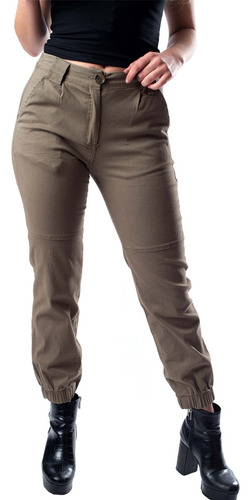 Pantalón Stretch Jogger Engomado De Cintura De Gabardina