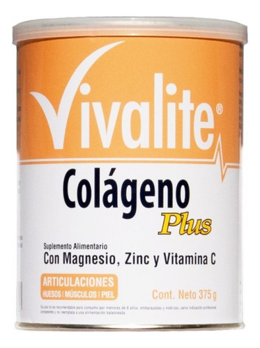 Vivalite Colageno Plus Magnesio Zinc Y Vitamina C 375 G Sabor Natural