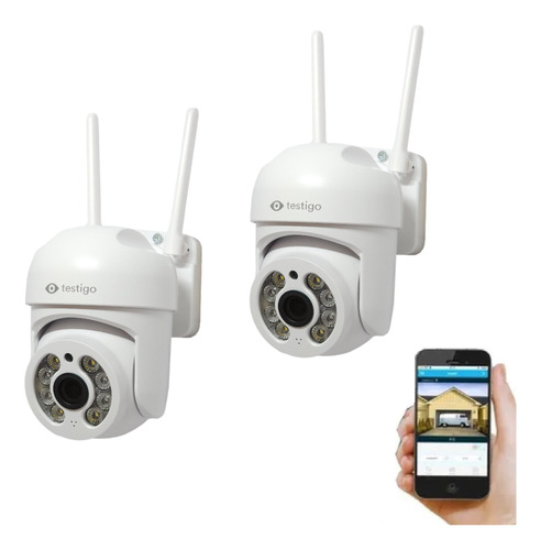 Cámara Seguridad Exterior Wifi Robótica 2mp (x2 Uni) Testigo