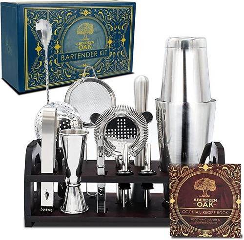 Kit Completo De Coctelera Aberdeen Oak Mixology