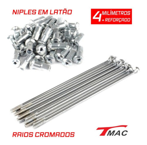Imagem 3 de 6 de Jogo De Raios Traseiro Xtz 250 Lander Tenere 250 Cromado 4mm