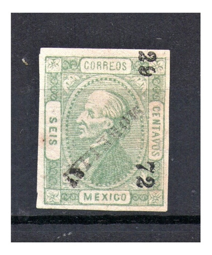 Mexico 1872 Sc 81 6c Verde Wmk 150 Papel Sellado Nuevo S Gom