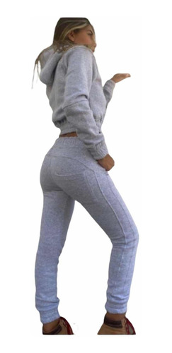 Sexy Pantalón Jogging Frisa Bolsillo Puño Cintura Sensual