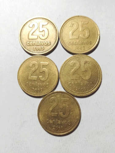 Argentina 25 Centavos 1992/93/2009 (9 Recto Y Redondo) 2010