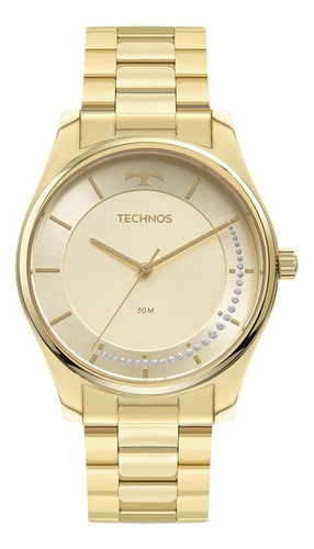 Relógio De Pulso Technos Fashion Trend 2036mpf1x Com Corpo Dourado,  Cristal Mineral, Para Feminino, Com Correia De Aço Inoxidável Cor Dourado E Pulseira