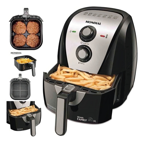 Fritadeira Elétrica Sem Óleo Airfryer 5,5litros Inox Mondial