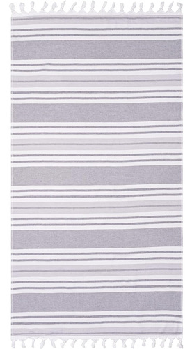 Toalla De Playa Grande Superior Racer Stripe, 35 X 68, Gris