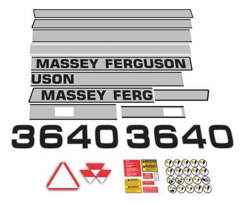 Adesivo Massey Ferguson Mf 3640 Colheitadeira + Etiquetas Mk Cor Padrão