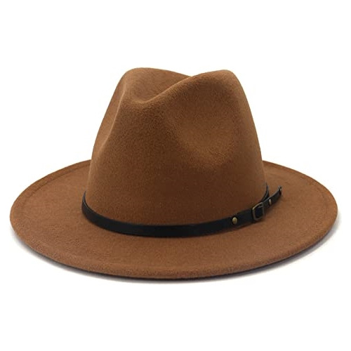 Sombrero De Fedora Clásico De Ala Ancha Con Hebilla