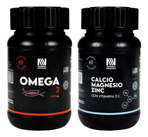 Natural Nutrition Kit Omega 3 + Calcio Magnesio Zinc D3 6c