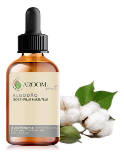 Óleo De Algodão 100% Puro Natural -cabelo E Pele 50 Ml Aroom