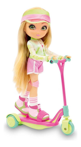 Muñeca Unique Eyes Light Up & Go Amy Con Scooter