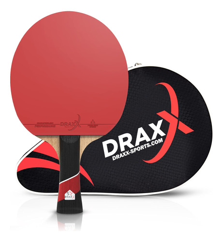 Draxx Ping Pong Paddle Grado 5 Estrella Fibra Carbono Goma