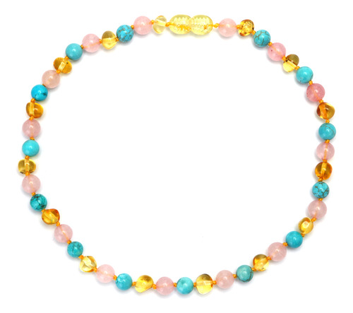 Collar De Perlas Redondas Multicolores De Ámbar Para Niños,