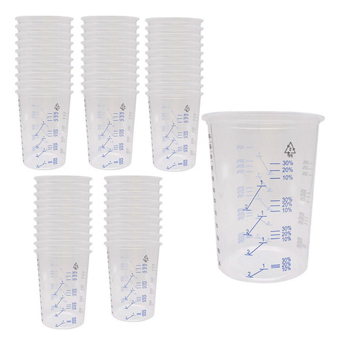 * 50 Vasos De Mezcla De Pintura De Polipropileno Az.