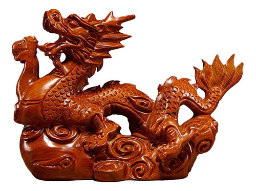Figura De Dragón De Año Nuevo Chino Tallada En Madera,