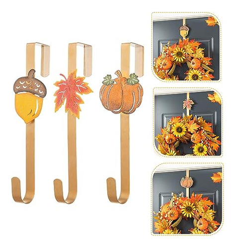 3pack Glitter Acorn With Leaf Pumpkin Wreath Hangers Fo...