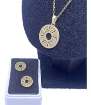 Comprar Cadena Dije Aretes Diseño Griego Collar Acero Inox.