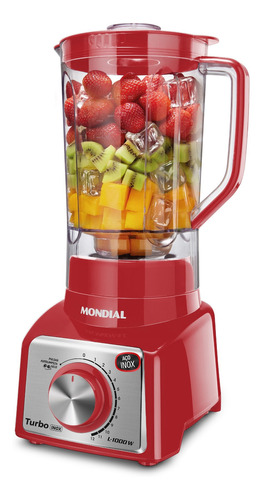 Liquidificador Turbo Inox L1000 1000w Vermelho Mondial 110v