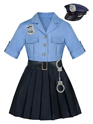 Oficial De Policía De Niñas Uniform Uniform Cop Traje...