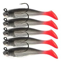 Comprar Kit 5 Iscas Artificiais Soft Bass Calda Longa 3d Cor Incolor-vermelho
