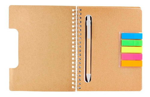 Imagen 1 de 3 de Libreta De Bolsillo Ecológica Con Espiral Y Notas Adheribles