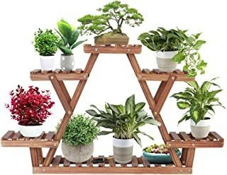 Ufine Wood Plant Stand Triangular Plant Shelf Multi Tier Flo