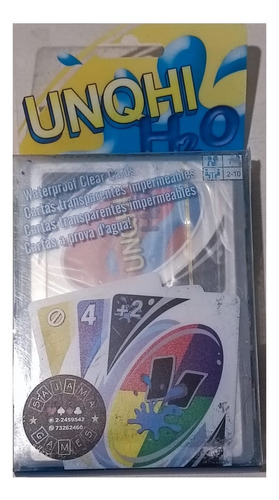 Uno H2o, Juego De Cartas, Impermeable, Pvc Transparente