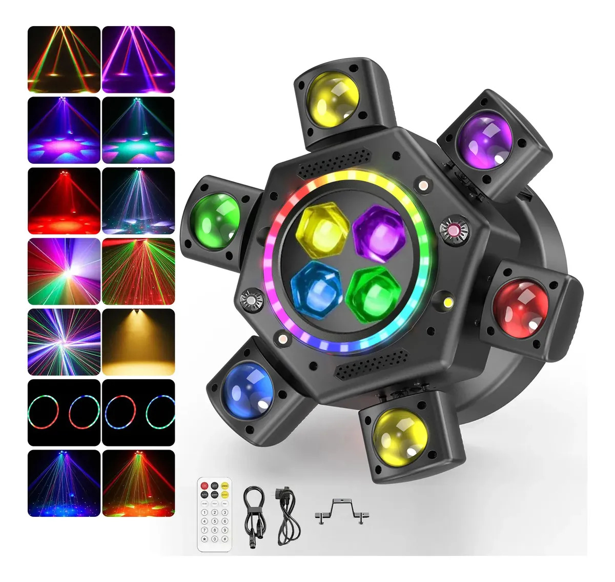 Posker 300w Rgbw 7en1 Bee Eye Led Beam Dj 6cabezales Cabeza Móvil Led+láser +beam Luces Para Escenario Y Efectos Luz 110v\