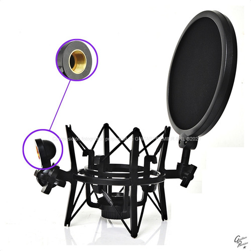 Imagen 7 de 10 de Soporte Microfono Shock Mount Araña Anti Pop Sm6 Profesional