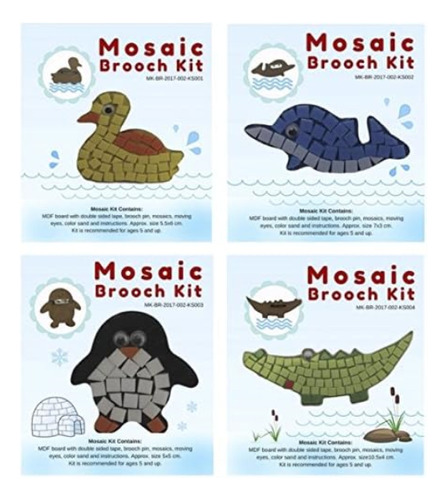 Kit Mosaico Diy: Un Paquete 4 Adorables Diseños Animales O