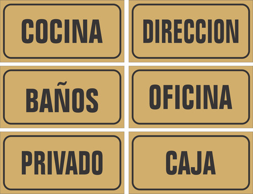 Combo Carteles Señalización Interior Personalizados C-02-132 Dorado