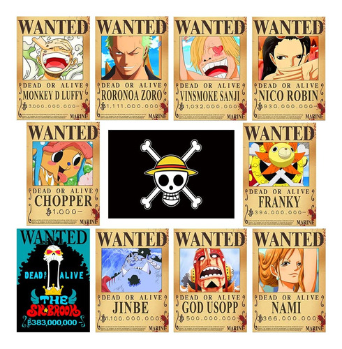 11 Pósteres De Anime De Una Pieza Wanted Bounty De 11 X 15 P