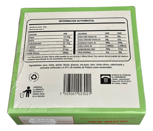 Cocada De Leche Con Pasas Y Nuez. Dulces Regionales Colima