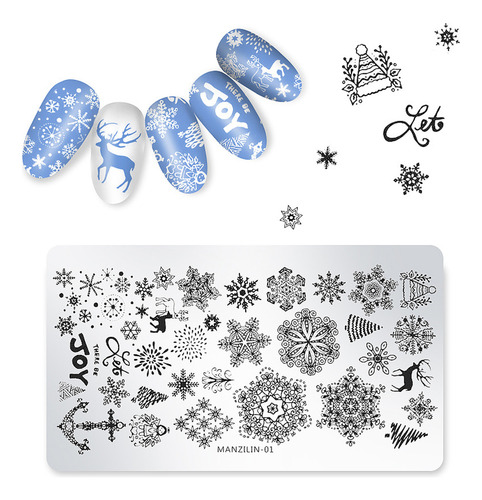 5 Plantillas De Sellos Navideños Para Decoración De Uñas, Pl