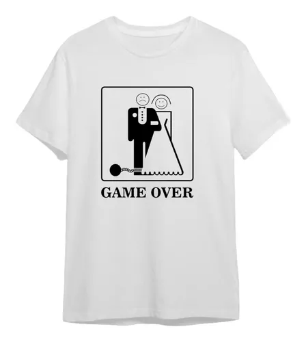 Camiseta Game Over Casamento Meme 100% algodão