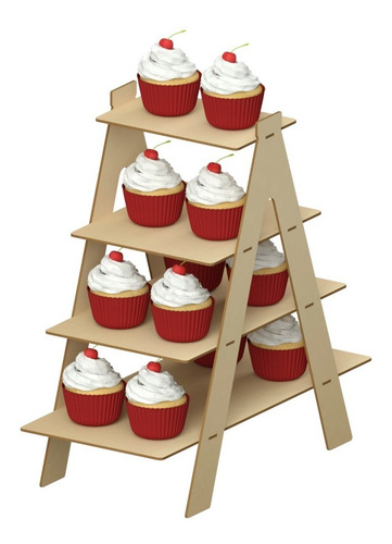 Imagen 6 de 10 de Kit Para Mesa De Dulces Cupcakes 5 Piezas Mdf - Rge01