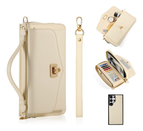 Funda De De Cuero Multifuncional Cruzada Para Samsung