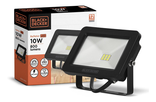 Refletor Led Eco 10w Branco Ip65 100-240v - Black + Decker