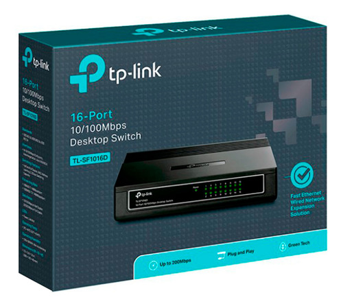 Switch Tp-link Sf1016d 16 Puertos Rj45 Con Auto Mdi/mdix