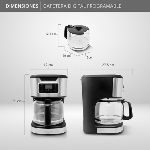 Rca Cafetera Digital Programable 12 Tazas Rc-caf3 Negro